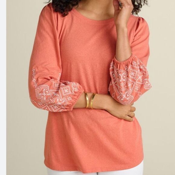 Soft Surroundings Embroidered Parisian Poet Top Size Large - Picture 3 of 9